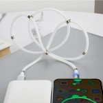 Wholesale 3-in-1 Magnetic Phone Charging Cable - Tangle Free and Fast Charging Cable for Easy Storage and Organization - Compatible with All Smartphones and Devices (White)